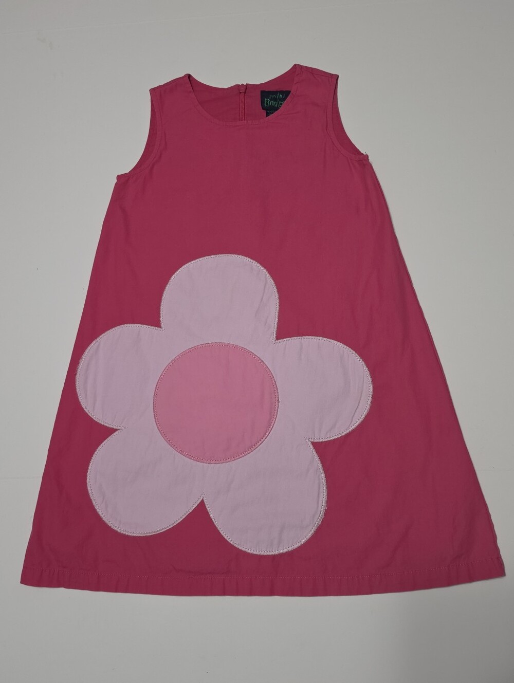 Mini Boden Girl's Sided Big Flower Pink Dress Sz 5-6Y